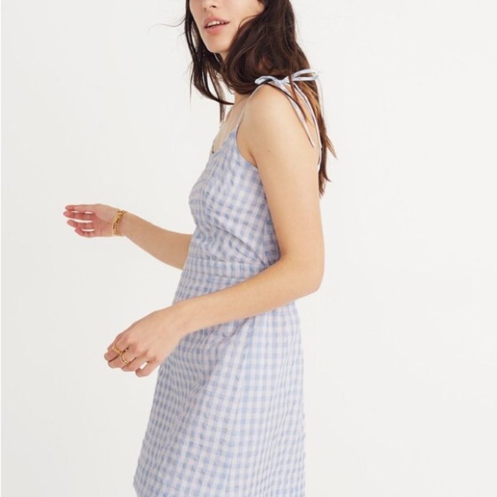 Madewell Gingham Tie Strap Dress